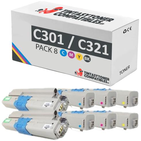 Compatível Pack 8x OKI C301 / C321