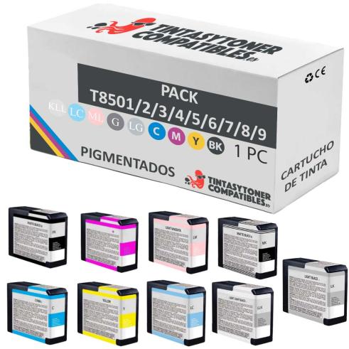 Compatível PACK Epson T8501/2/3/4/5/6/7/8/9 de TInta Pigmentada