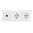 Conjunto de 2 tomadas tipo Schuko + tomada de TV