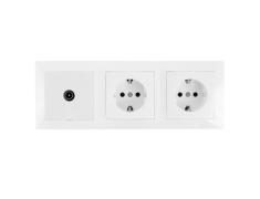 Conjunto de 2 tomadas tipo Schuko + tomada de TV