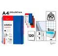 Caderno Espiral Cervantes A4 com 3 Divisores em Grade 5x5mm Capa Dura 120 Folhas 90g Azul/Preto/Vermelho
