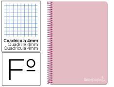 SPIRAL FOLIO NOTEBOOK CAPA DURA VERIFICADA PAPEL LÍDER COR-DE-ROSA DE 4 MM