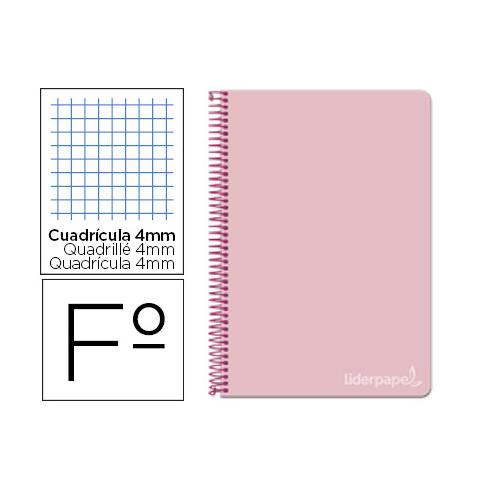 SPIRAL FOLIO NOTEBOOK CAPA DURA VERIFICADA PAPEL LÍDER COR-DE-ROSA DE 4 MM