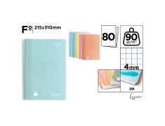 Caderno Espiral Plástico Fº 80 Folhas 90G Cores Pastel