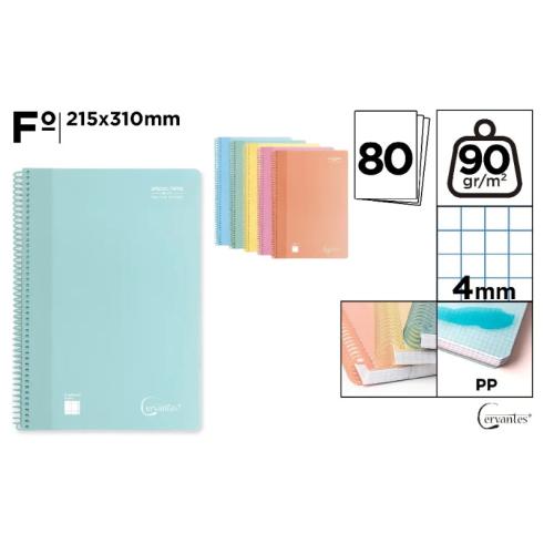 Caderno Espiral Plástico Fº 80 Folhas 90G Cores Pastel