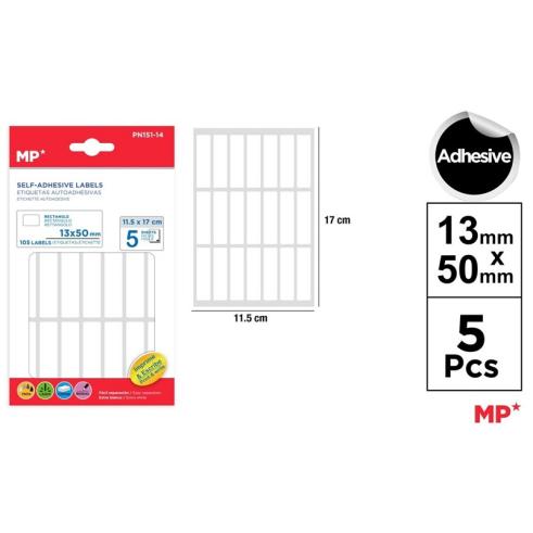 Etiquetas Autoadesivas Retangulares Brancas 13x50mm 105u