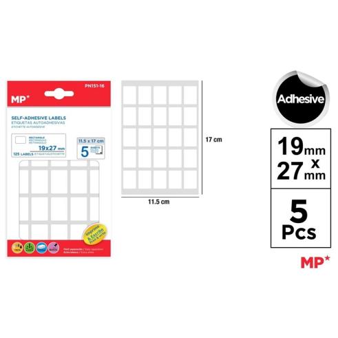 Etiquetas Autoadesivas Retangulares Brancas 19x27mm 125u
