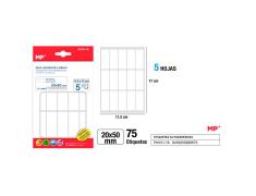 Etiquetas Autoadesivas Retangulares Brancas 20x50mm 75u