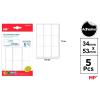 Etiquetas Autoadesivas Retangulares Brancas 34x53mm 45u