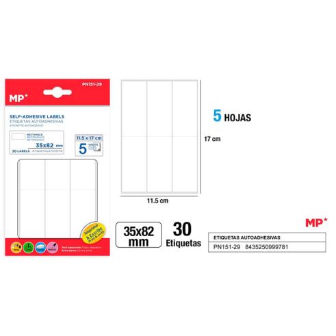 Etiquetas Autoadesivas Retangulares Brancas 35x82mm 30u