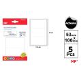 Etiquetas Autoadesivas Retangulares Brancas 53x100mm 15u