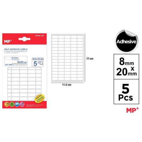 Etiquetas Autoadesivas Retangulares Brancas 8x20mm 350u