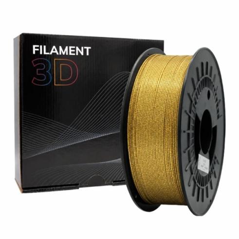 Filamento 3D - PLA GLITTER - Cor: Dourado - 1,75 mm / 1 kg