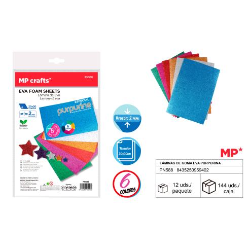 ESPUMA EVA COM PURPURINA 6U 20 * 30CM MP
