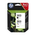 Cartuchos de Tinta Originais HP 303 Preto + Cor 2 Pacotes