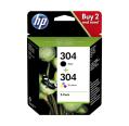 HP 304 Negro + Color Pacote de 2 Cartuchos Originais