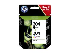 HP 304 Negro + Color Pacote de 2 Cartuchos Originais