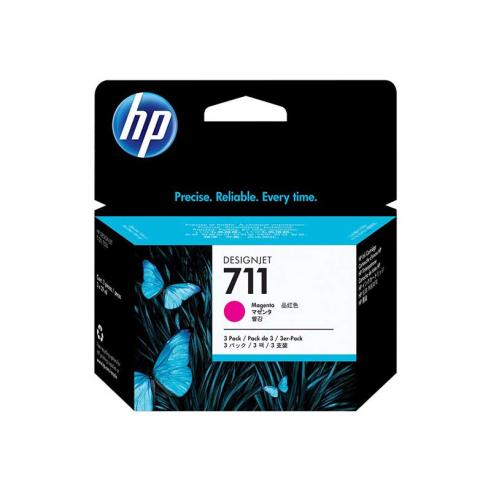 HP 711 Magenta Pacote com 3 Cartuchos Originais