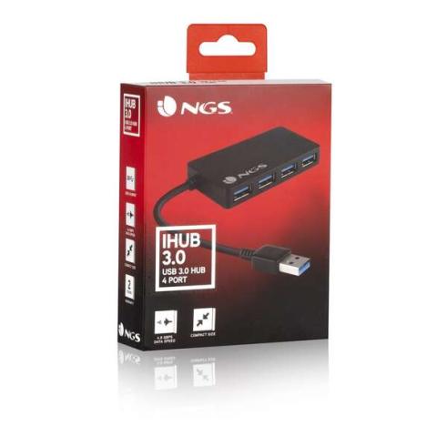Hub USB 3.0 de 4 Portas 4,80 GB/s Preto NGS