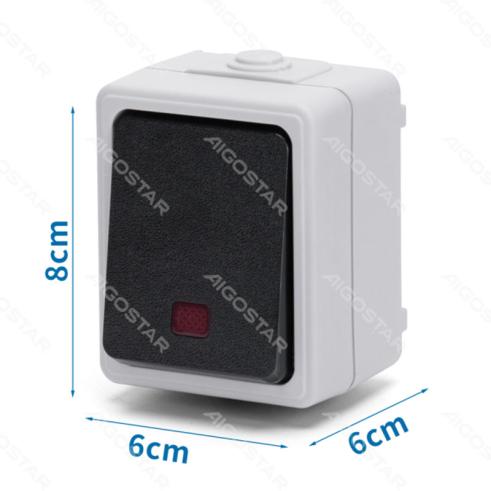 Interruptor unidirecional de montagem em superfície com luz indicadora