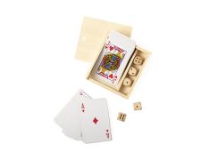 Jogo de Cartas e Dados de Madeira