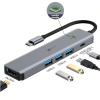 Adaptador Leotec 5 em 1 USB-C para 1xHDMI, 3xUSB-A 3.0, 1xPD 100W+USB-C Cor Cinza
