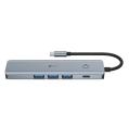 Adaptador Leotec 5 em 1 USB-C para 1xHDMI, 3xUSB-A 3.0, 1xPD 100W+USB-C Cor Cinza