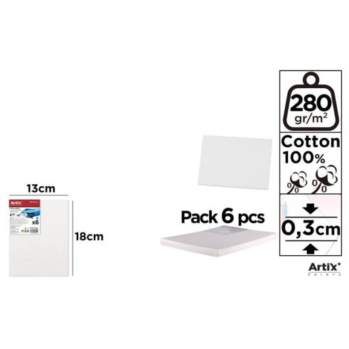 Tela sobre Bordo 13x18cm 280g/m2 Pack 6u