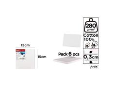 Tela sobre Bordo 15x15cm 280g/m2 Pack 6u