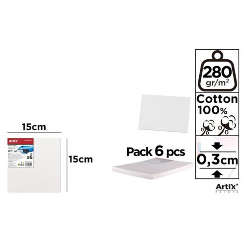Tela sobre Bordo 15x15cm 280g/m2 Pack 6u