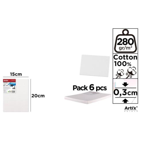 Tela sobre Bordo 15x20cm 280g/m2 Pack 6u