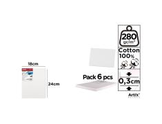 Tela sobre Bordo 18x24cm 280g/m2 Pack 6u