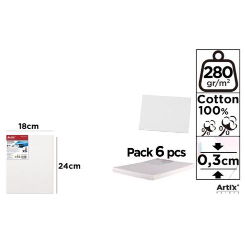 Tela sobre Bordo 18x24cm 280g/m2 Pack 6u