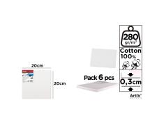 Tela sobre Bordo 20x20cm 280g/m2 - Pack 6u