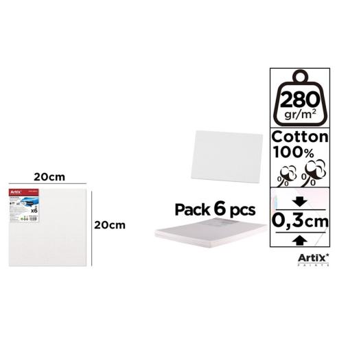 Tela sobre Bordo 20x20cm 280g/m2 - Pack 6u