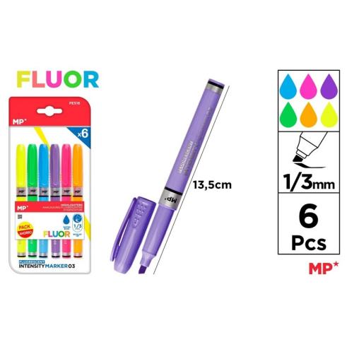 Marcador Fluorescente Pacote Economia de 6 Unidades (Tipo Caneta)