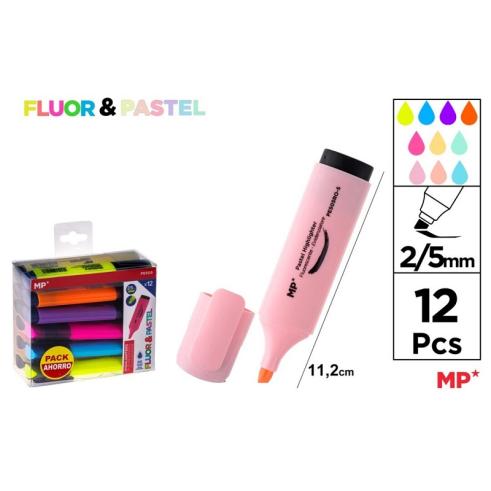 Marcador Fluorescente e Pastel Pacote Poupança de 12 Unidades