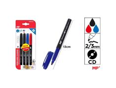 Pacote Poupança Marcador Permanente 4 Unidades (azul, preto, vermelho)
