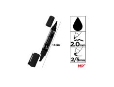 MARCADOR PERMANENTE DOUBLE POINT PRETO MP