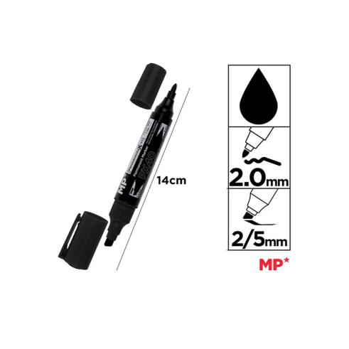 MARCADOR PERMANENTE DOUBLE POINT PRETO MP