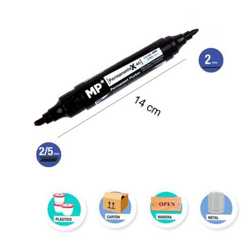 MARCADOR PERMANENTE DOUBLE POINT PRETO MP