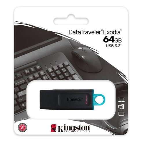 Memória USB Kingston DataTraveler Exodia 64GB - USB 3.2 Gen 1