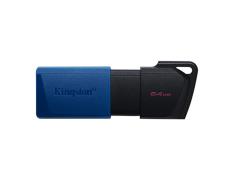 Unidade flash USB Kingston DataTraveler Exodia M 64GB - USB 3.2 Gen 1 - Tampa móvel - Clipe para chaveiro - Cor preta/azul