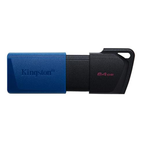 Unidade flash USB Kingston DataTraveler Exodia M 64GB - USB 3.2 Gen 1 - Tampa móvel - Clipe para chaveiro - Cor preta/azul