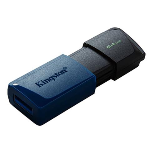 Unidade flash USB Kingston DataTraveler Exodia M 64GB - USB 3.2 Gen 1 - Tampa móvel - Clipe para chaveiro - Cor preta/azul