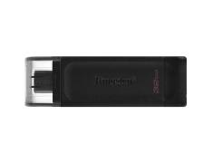 Unidade Flash Kingston DataTraveler 70 USB tipo C - 32 GB - USB-C 3.2 Gen 1 - Com Tampa - Preta
