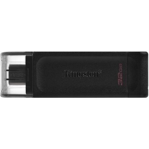 Unidade Flash Kingston DataTraveler 70 USB tipo C - 32 GB - USB-C 3.2 Gen 1 - Com Tampa - Preta