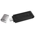 Unidade Flash Kingston DataTraveler 70 USB tipo C - 32 GB - USB-C 3.2 Gen 1 - Com Tampa - Preta