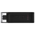 Unidade Flash Kingston DataTraveler 70 USB tipo C - 64GB - USB-C 3.2 Gen 1 - Com Tampa - Preta