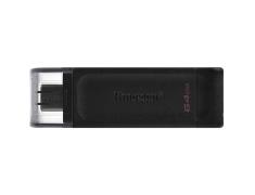 Unidade Flash Kingston DataTraveler 70 USB tipo C - 64GB - USB-C 3.2 Gen 1 - Com Tampa - Preta